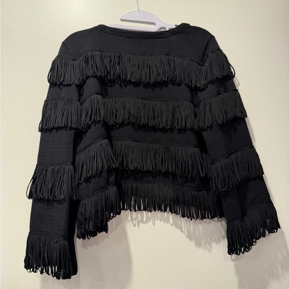 INC International Concepts Black Fringe Sweater - Picture 3 of 3